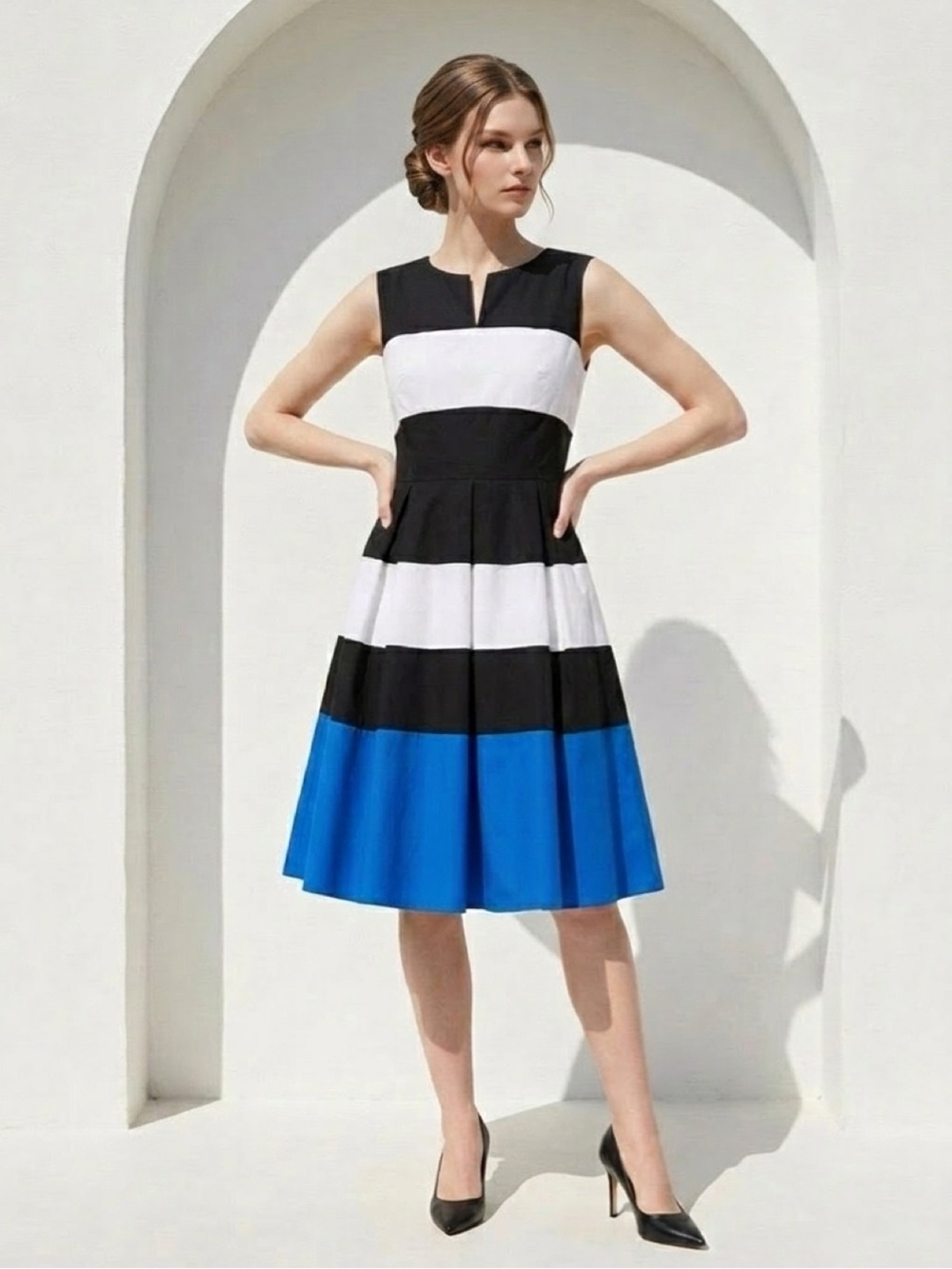 Kate Spade Corley Colorblock A-Line dress featuring a sleeveless design